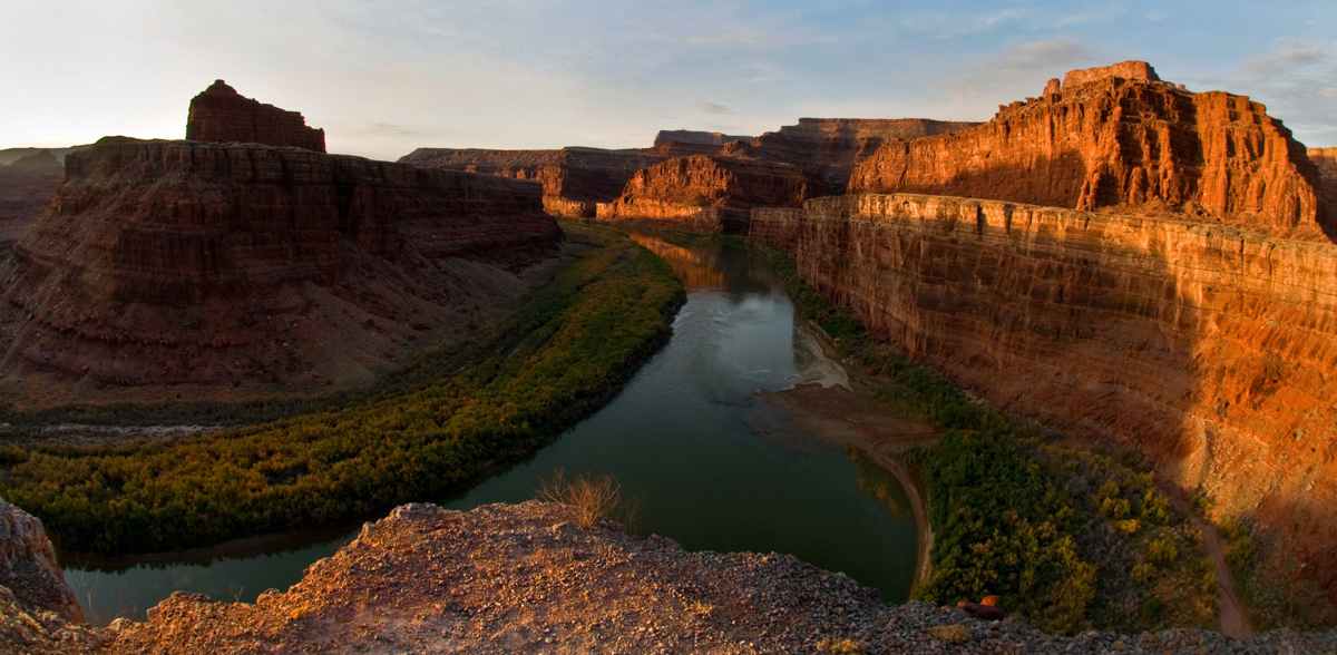 Image: Panoramic View of the Dead Horse Canyon at Sunrise.